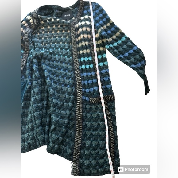 NIC+ZOE Shades of Blue Fish Scale Cardigan Long Sweater Size M / L - Picture 10 of 16